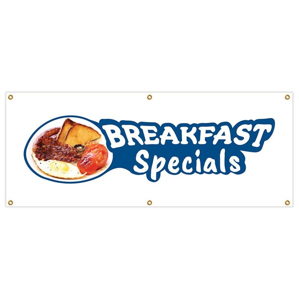Breakfast Specials Banner Heavy Duty 13 Oz Vinyl with Grommets